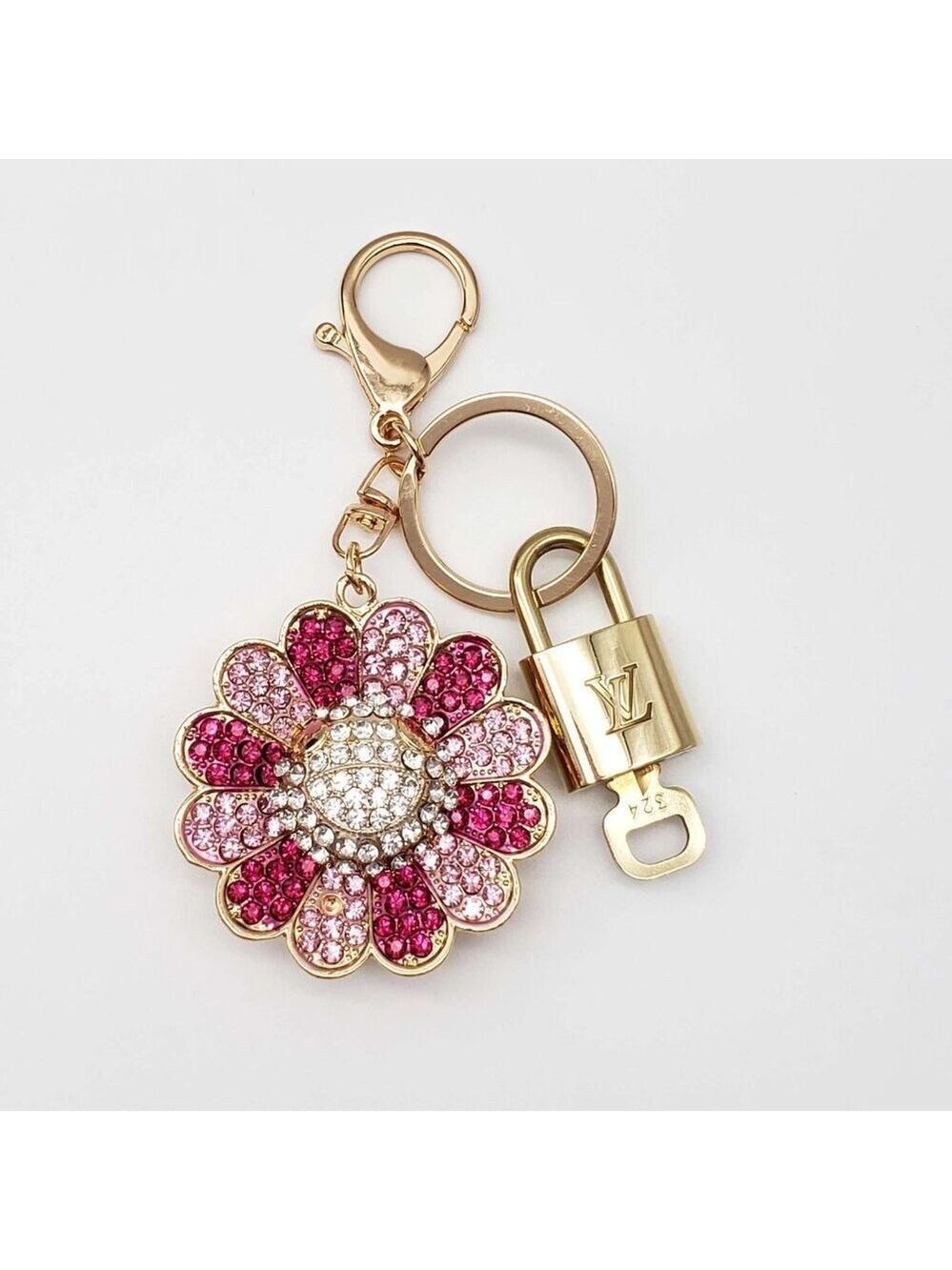 Louis Vuitton Gold Lock 🔒 Authentic LV Key + Unbranded Sunflower Bag Charm